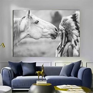 Yemek Odası Kanvası – Siyah Beyaz At Figürü (tekrar) 100x200 cm