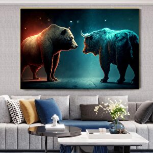 Boğa Ve Ayı Kanvas Duvar Dekoru, Boğa Ve Ayı Baskı Sanatı