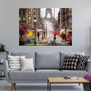 Eyfel Kulesi Kanvas Duvar Sanatı; Paris Manzarası; Fransa Yağlı Boya; Turistik Baskı 120x180 cm