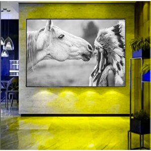 Yemek Odası Kanvası – Siyah Beyaz At Figürü (tekrar) 140x200 cm