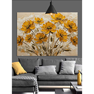 Vazoda Sarı Çiçekler Dekoratif Kanvas - Mdf Ahşap Tablo 35x50 cm