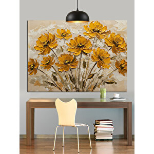 Vazoda Sarı Çiçekler Dekoratif Kanvas - Mdf Ahşap Tablo 35x50 cm