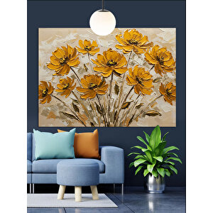 Vazoda Sarı Çiçekler Dekoratif Kanvas - Mdf Ahşap Tablo