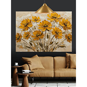 Vazoda Sarı Çiçekler Dekoratif Kanvas - Mdf Ahşap Tablo