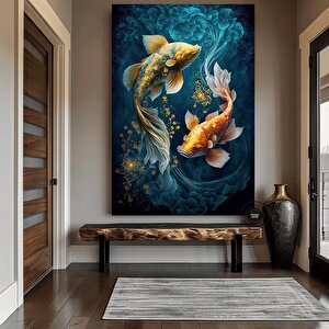 Koi Balığı Kanvas Duvar Sanatı, İki Koi Balığı Doğa Duvar Sanatı, Japon Koi Balığı Büyük Kanvas