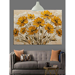 Vazoda Sarı Çiçekler Dekoratif Kanvas - Mdf Ahşap Tablo 50x70 cm