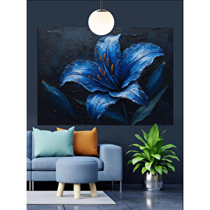 Mavi İris Çiçek Dekoratif Kanvas - Mdf Ahşap Tablo 70x100 cm