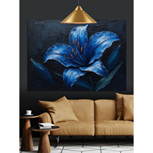 Mavi İris Çiçek Dekoratif Kanvas - Mdf Ahşap Tablo