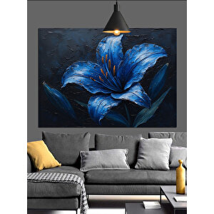 Mavi İris Çiçek Dekoratif Kanvas - Mdf Ahşap Tablo