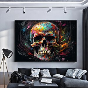 Kanvas Sanati – Renkli Kafatası Soyut Yağlı Boya Stili Duvar Sanatı; Renkli Kafatası Kanvas Resmi Po 50x70 cm