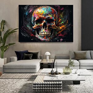 Kanvas Sanati – Renkli Kafatası Soyut Yağlı Boya Stili Duvar Sanatı; Renkli Kafatası Kanvas Resmi Po