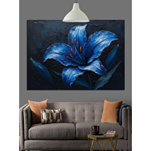 Mavi İris Çiçek Dekoratif Kanvas - Mdf Ahşap Tablo 70x100 cm