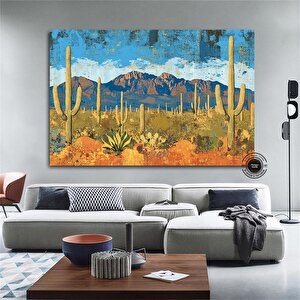 Boho Stil Arizona Kanvas Baskısı; Vintage Yağlı Boya Tarzı Arizona; Boho Arizona Duvar Sanatı; Rusti