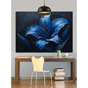 Mavi İris Çiçek Dekoratif Kanvas - Mdf Ahşap Tablo 50x70 cm