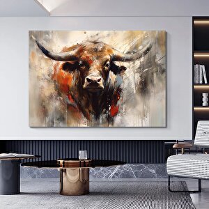 Boğa Kanvas Tablosu, Renkli Boğa, Dağ İneği, Soyut Hayvan Sanatı 40x60 cm