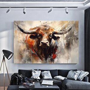 Boğa Kanvas Tablosu, Renkli Boğa, Dağ İneği, Soyut Hayvan Sanatı