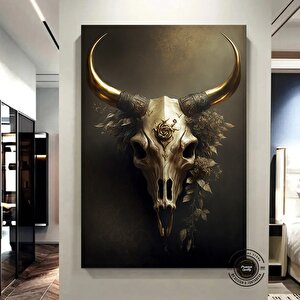 Vintage Boğa Kafatası Kanvas; Southwestern