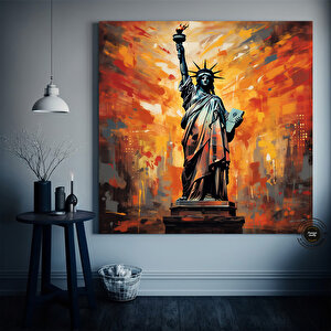 Özgürlük Heykeli New York Abd Soyut Modern Tablo; Çerçeveli Kanvas Poster Baskısı; Ev/ofis Dekoru; H