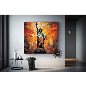 Özgürlük Heykeli New York Abd Soyut Modern Tablo; Çerçeveli Kanvas Poster Baskısı; Ev/ofis Dekoru; H