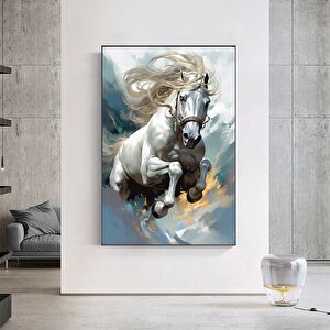 Beyaz At Kanvas Tablosu, Vahşi At Duvar Sanatı, At Kanvas Tablosu, Beyaz At Posteri