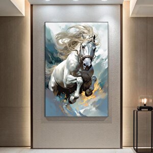 Beyaz At Kanvas Tablosu, Vahşi At Duvar Sanatı, At Kanvas Tablosu, Beyaz At Posteri