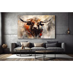 Boğa Kanvas Tablosu, Renkli Boğa, Dağ İneği, Soyut Hayvan Sanatı