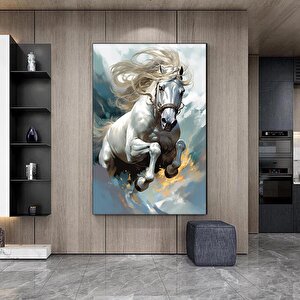 Beyaz At Kanvas Tablosu, Vahşi At Duvar Sanatı, At Kanvas Tablosu, Beyaz At Posteri