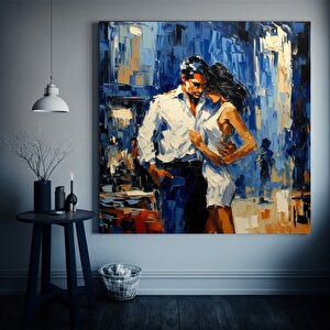 Kanvas Ev Dekoru; Dans Eden Çift Yağlı Boya Baskısı 100x100 cm