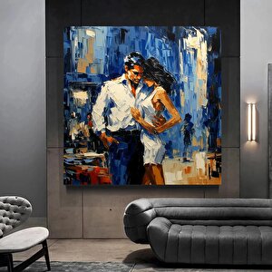 Kanvas Ev Dekoru; Dans Eden Çift Yağlı Boya Baskısı 100x100 cm