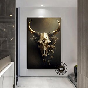 Vintage Boğa Kafatası Kanvas; Southwestern 60x120 cm