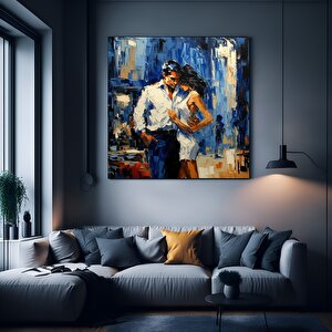 Kanvas Ev Dekoru; Dans Eden Çift Yağlı Boya Baskısı