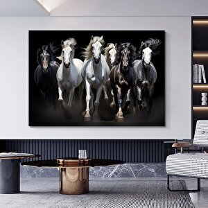Koşan Atlar Kanvas Duvar Sanatı, Renkli At Posteri, Ev Dekoru 50x70 cm