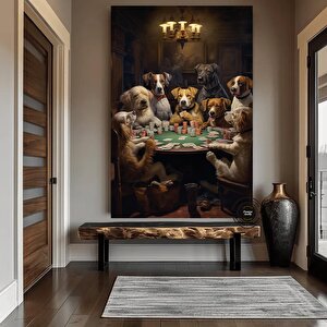 Poker Masasında Köpekler Kanvas Tablo | Soyut Poker Duvar Sanatı | Casino Dekoru
