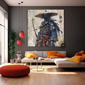 Yağlı Boya Tarzı Samuray Kanvas Tablo, Samuray Poster Duvar Dekoru 120x120 cm