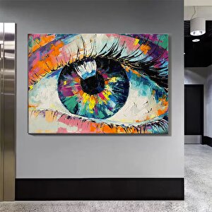 Soyut Göz Kanvas Tablo – Renkli Bakış – Modern Yağlı Boya Duvar Dekoru 120x150 cm
