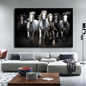 Koşan Atlar Kanvas Duvar Sanatı, Renkli At Posteri, Ev Dekoru 90x180 cm