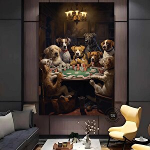 Poker Masasında Köpekler Kanvas Tablo | Soyut Poker Duvar Sanatı | Casino Dekoru
