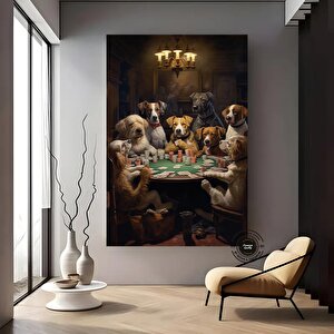 Poker Masasında Köpekler Kanvas Tablo | Soyut Poker Duvar Sanatı | Casino Dekoru