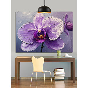 Mor Orkide Çiçek Dekoratif Kanvas - Mdf Ahşap Tablo