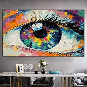 Soyut Göz Kanvas Tablo – Renkli Bakış – Modern Yağlı Boya Duvar Dekoru 70x150 cm