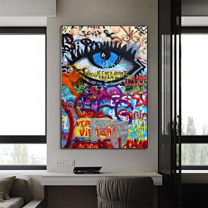 Soyut Göz Kanvası; Renkli Sanat Eseri; Çağdaş Kanvas; Bakış Duvar Sanatı; Modern Yağlı Boya Baskı 30x40 cm