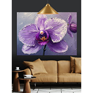 Mor Orkide Çiçek Dekoratif Kanvas - Mdf Ahşap Tablo 70x100 cm