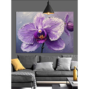 Mor Orkide Çiçek Dekoratif Kanvas - Mdf Ahşap Tablo 70x100 cm