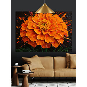 Turuncu Çiçek Yakın Dekoratif Kanvas - Mdf Ahşap Tablo 50x70 cm