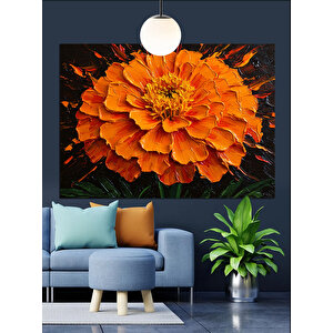 Turuncu Çiçek Yakın Dekoratif Kanvas - Mdf Ahşap Tablo 70x100 cm