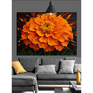 Turuncu Çiçek Yakın Dekoratif Kanvas - Mdf Ahşap Tablo