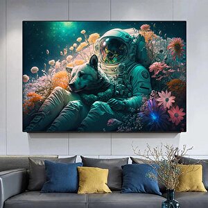 Köpek Ve Astronot Kanvas Tablo – Astronot Temalı Duvar Dekoru