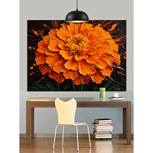 Turuncu Çiçek Yakın Dekoratif Kanvas - Mdf Ahşap Tablo 70x100 cm