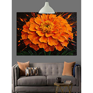 Turuncu Çiçek Yakın Dekoratif Kanvas - Mdf Ahşap Tablo