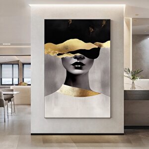 Altın Boya Detaylı Kadın Portresi, Modern Poster Baskısı 70x100 cm